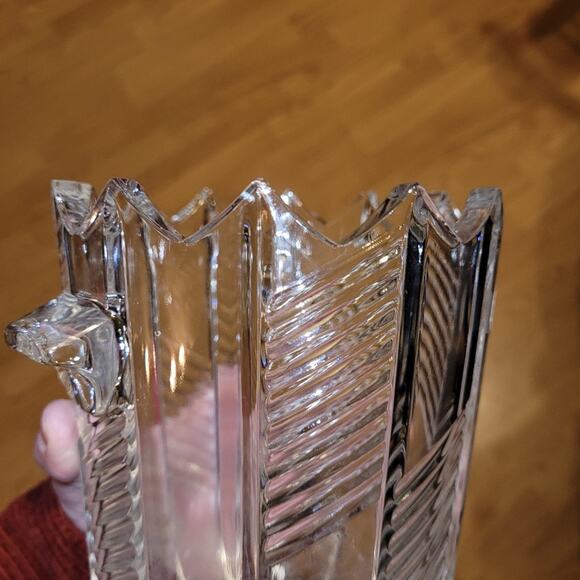 Vintage Bohemian Czech Cut Glass Ice Bucket Vase Etched Crystal 7" - Picture 4 of 11